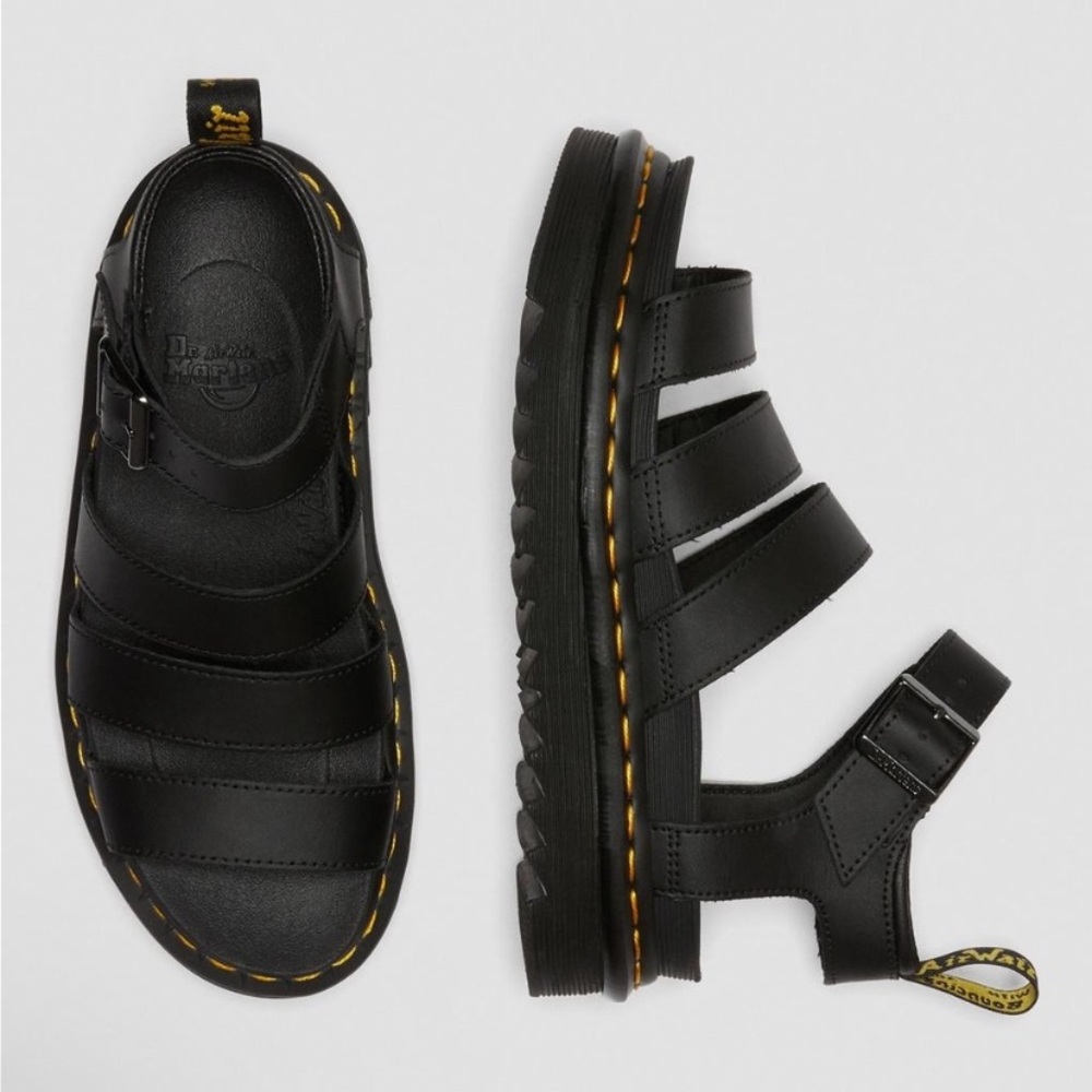 Dr. Doc Martens Blaire 3 Strap Pisa Leather Platform Flatform Sandals | Size 11 - Picture 3 of 16